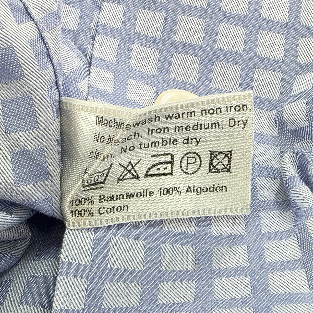 Quiet Luxury Eton Sweden Dress Shirt Mens 43 Light Blue Grid Cotton Europe - Picture 11 of 15